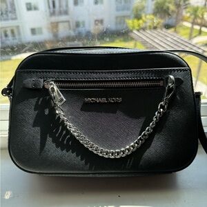 Michael Kors Black Crossbody with Chain Detail
